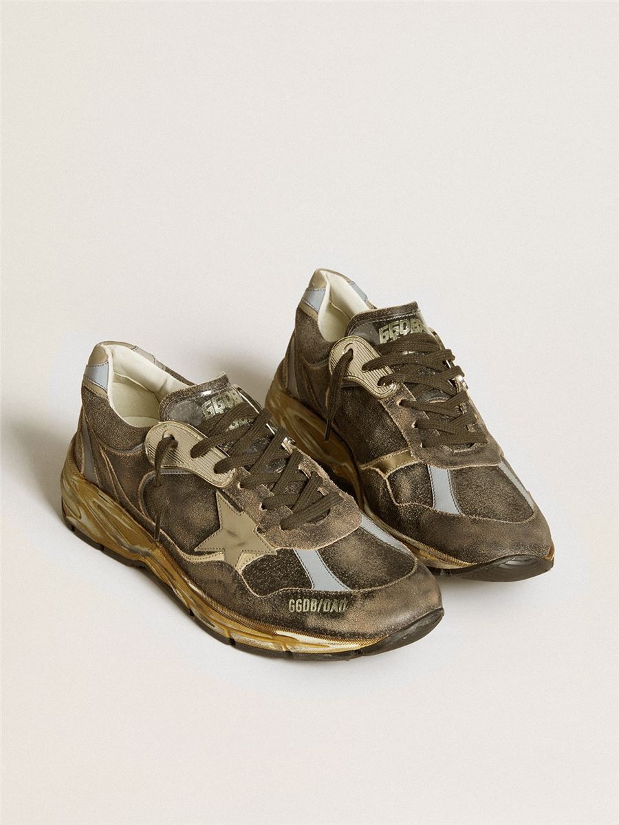 MEN’S DAD-STAR IN SUEDE AND NYLON WITH KHAKI LEATHER STAR AND HEEL TAB -  GOLDEN GOOSE -  Verso