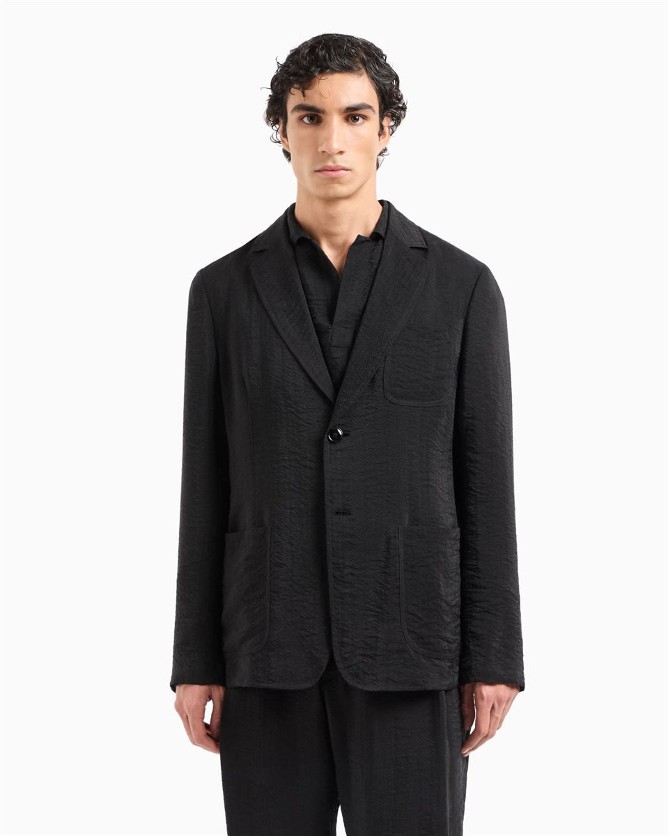 single-breasted jacket in jacquard cupro