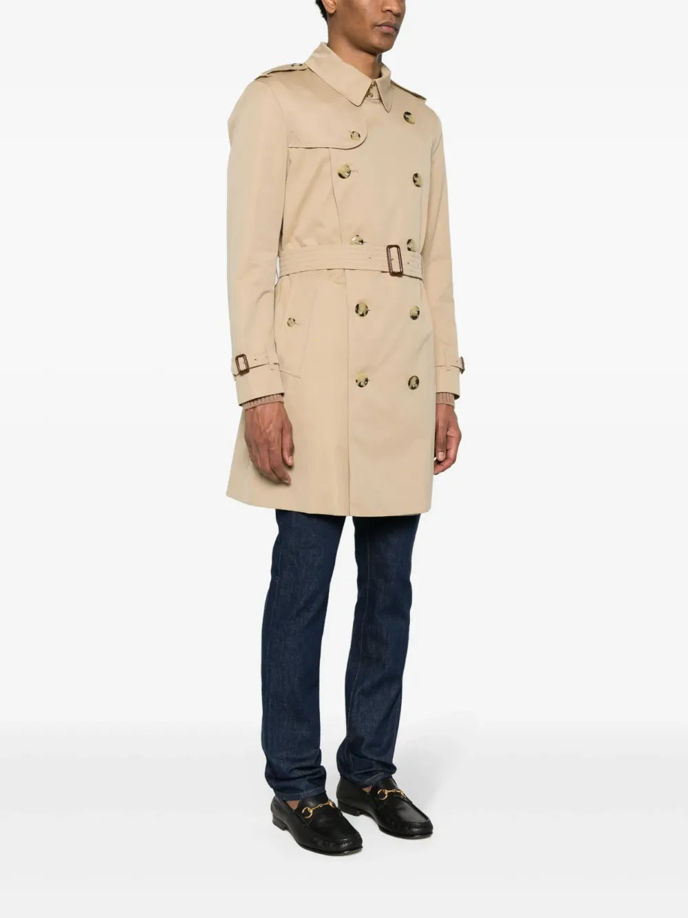 Double-breasted cotton trench coat