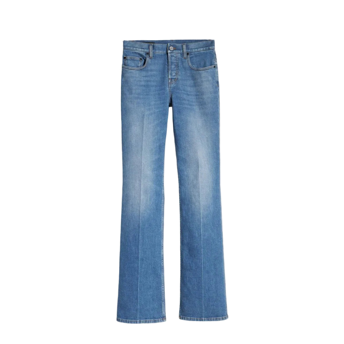 Flared stretch cotton denim pants