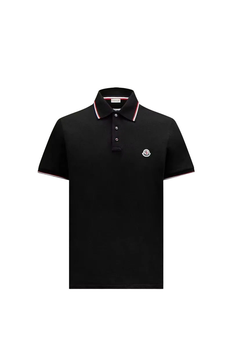 Tricolour-trimmed cotton piquet polo shirt