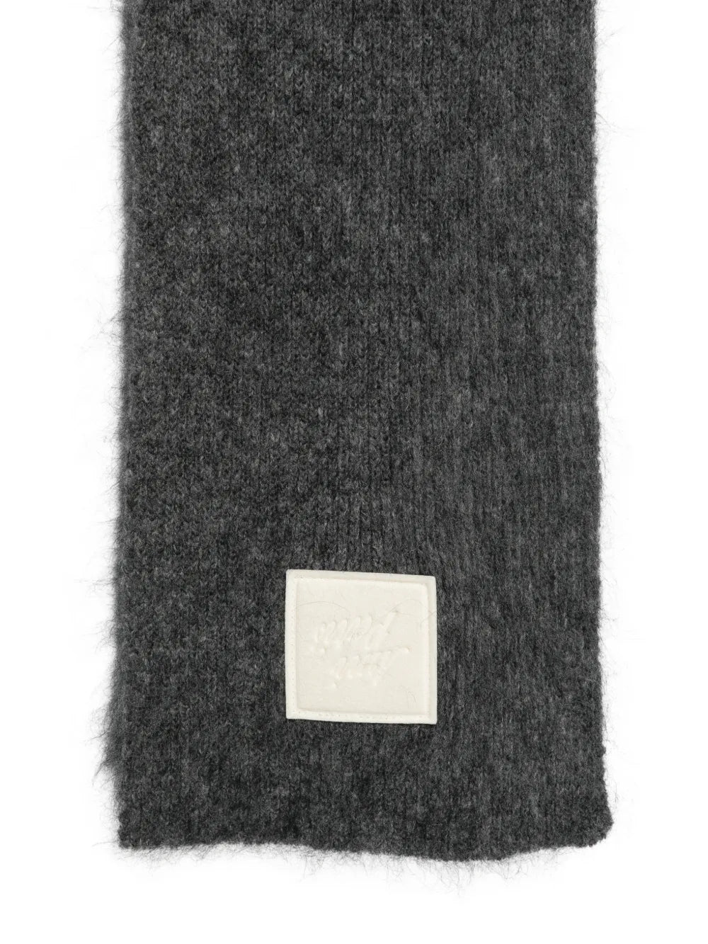 Logo-patch knitted scarf-AMI-Verso