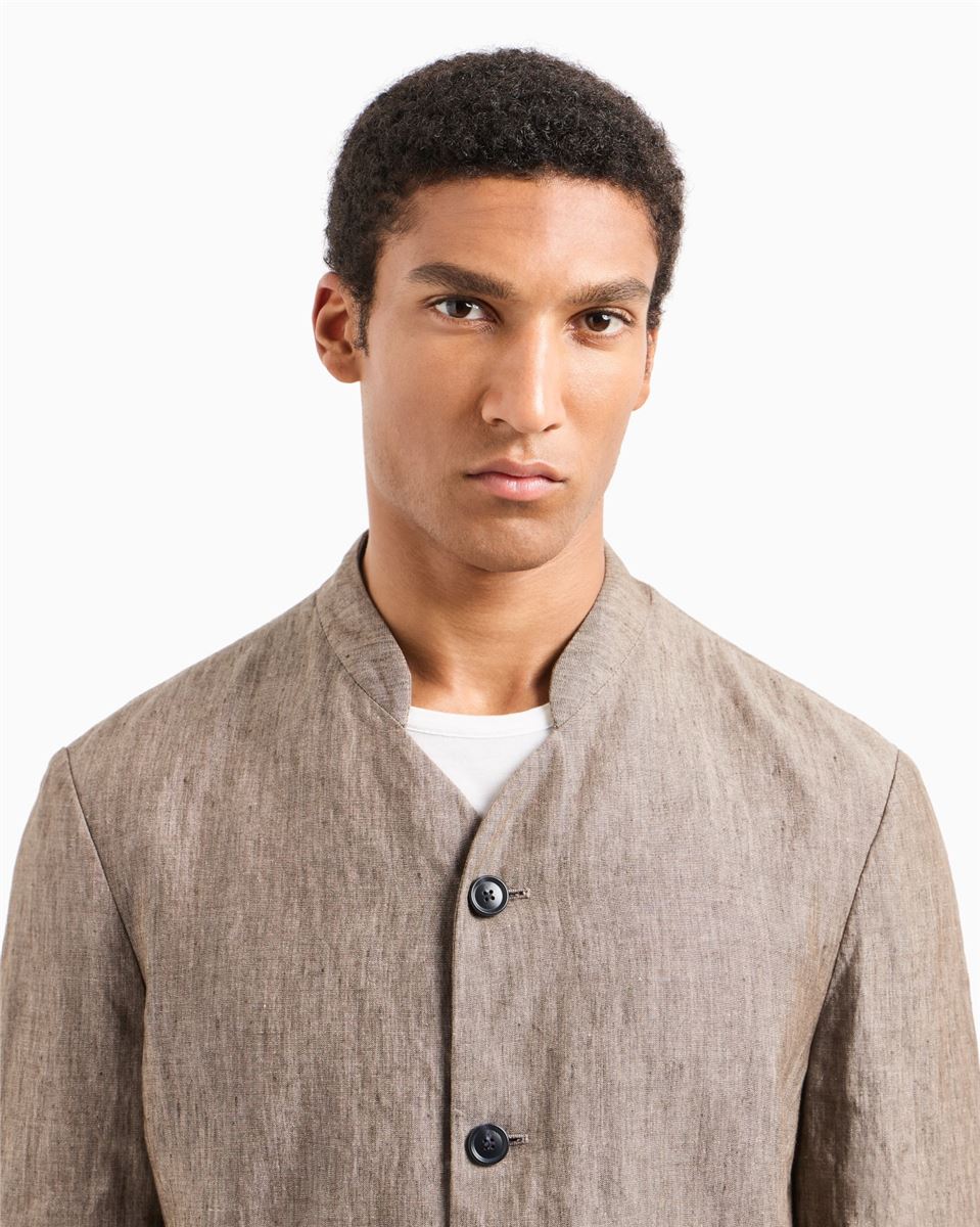 single-breasted jacket in faded linen chambray