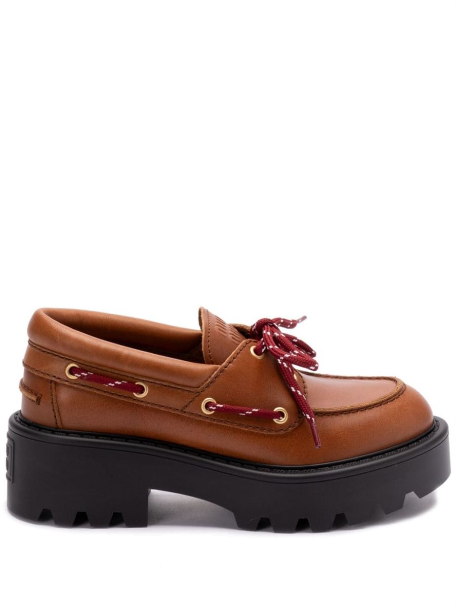 LEATHER LOAFERS MIU MIU
