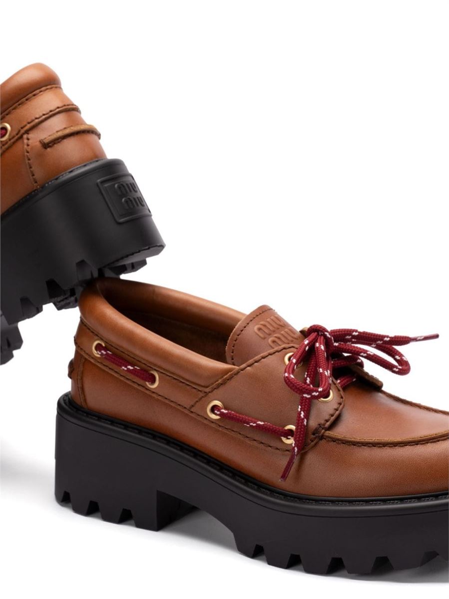 LEATHER LOAFERS MIU MIU