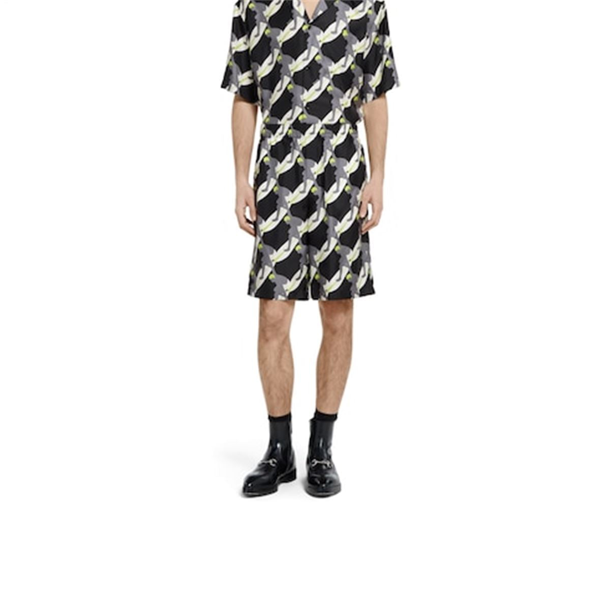 PRINTED SILK TWILL SHORTS - GUCCI - Verso