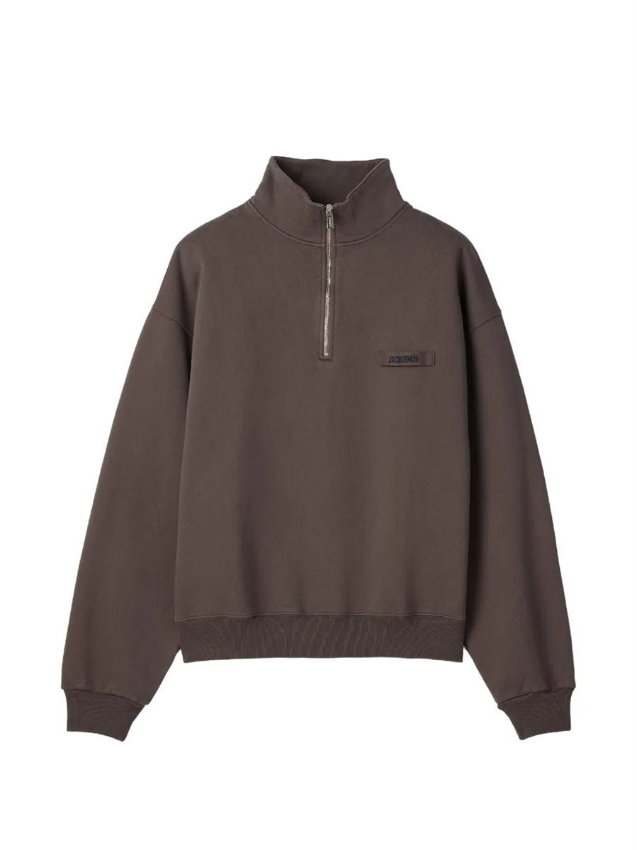 Gros-grain half-zip sweater