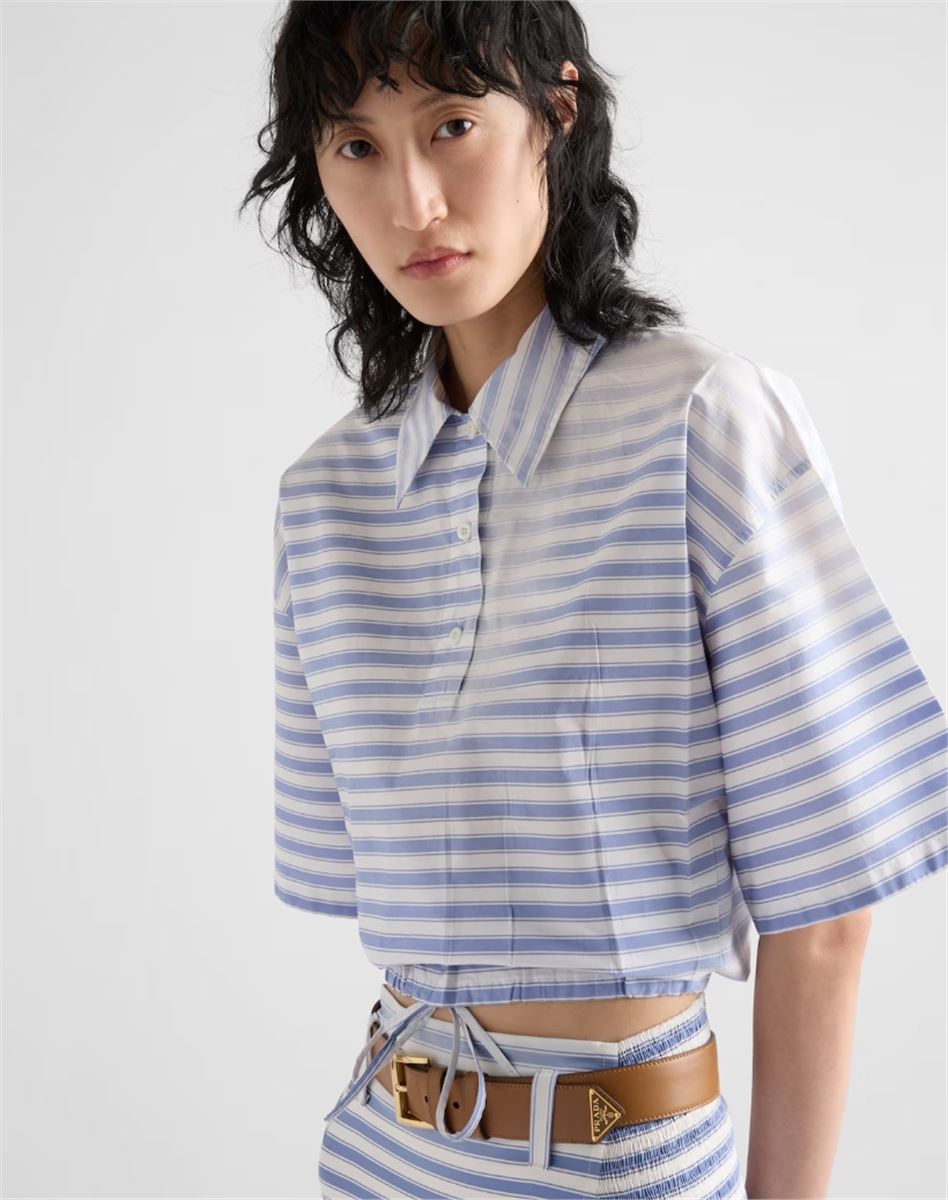 STRIPED OLD POPLIN POLO SHIRT - PRADA - Verso