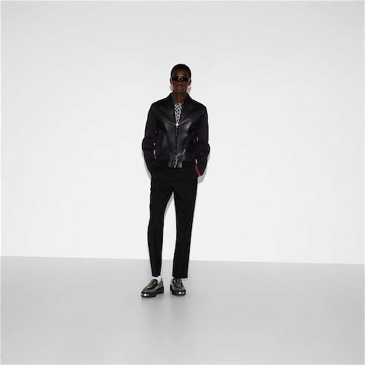 NAPPA LEATHER AND KNIT BOMBER JACKET -  GUCCI -  Verso