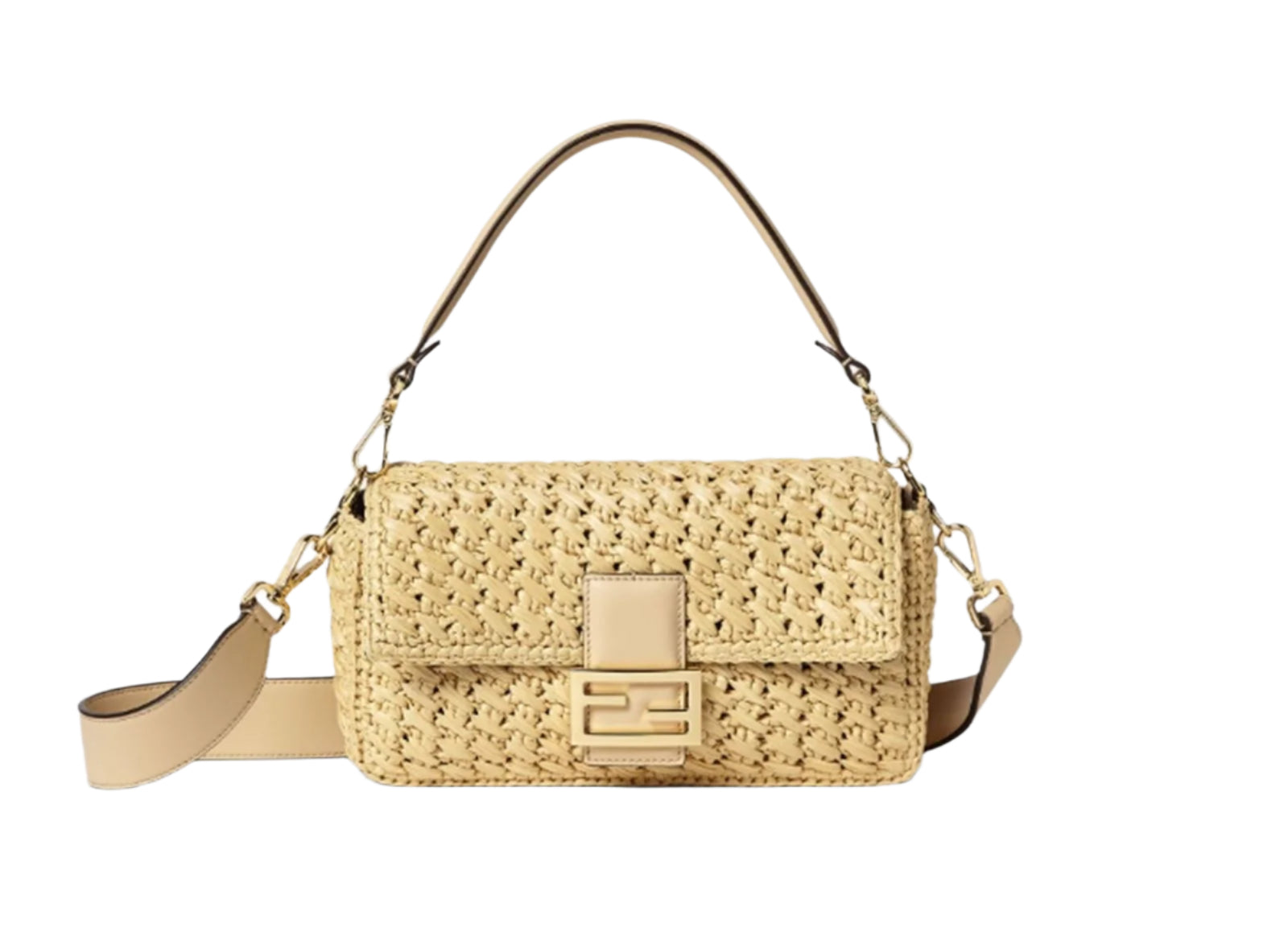 BAGUETTE BEIGE VISCOSE FIBRE CROCHET BAG