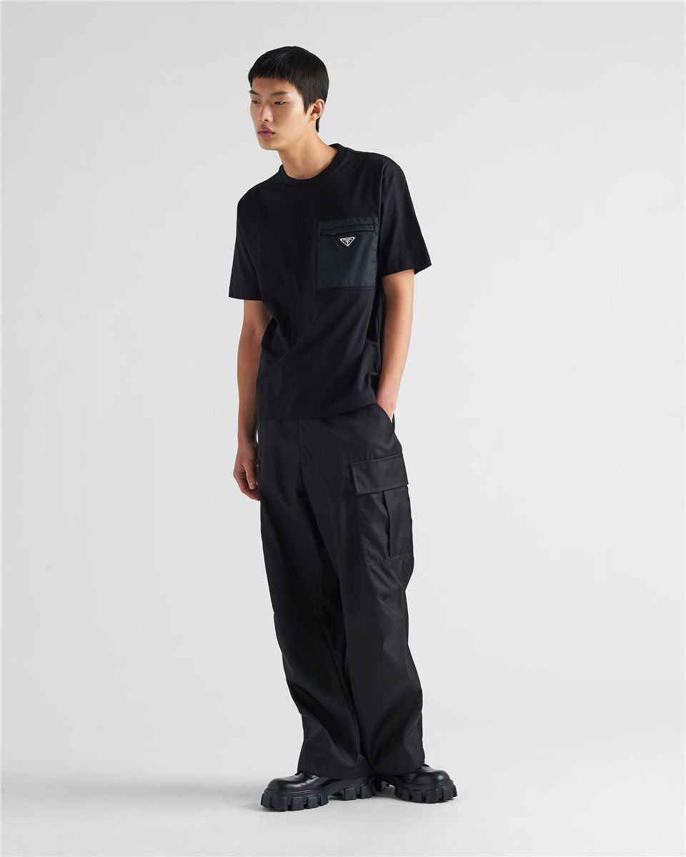 Re-nylon and jersey t-shirt
