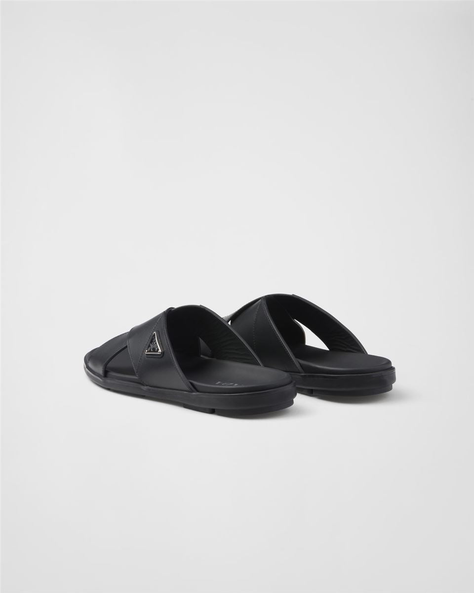 LEATHER CRISSCROSS SLIDES - PRADA - Verso
