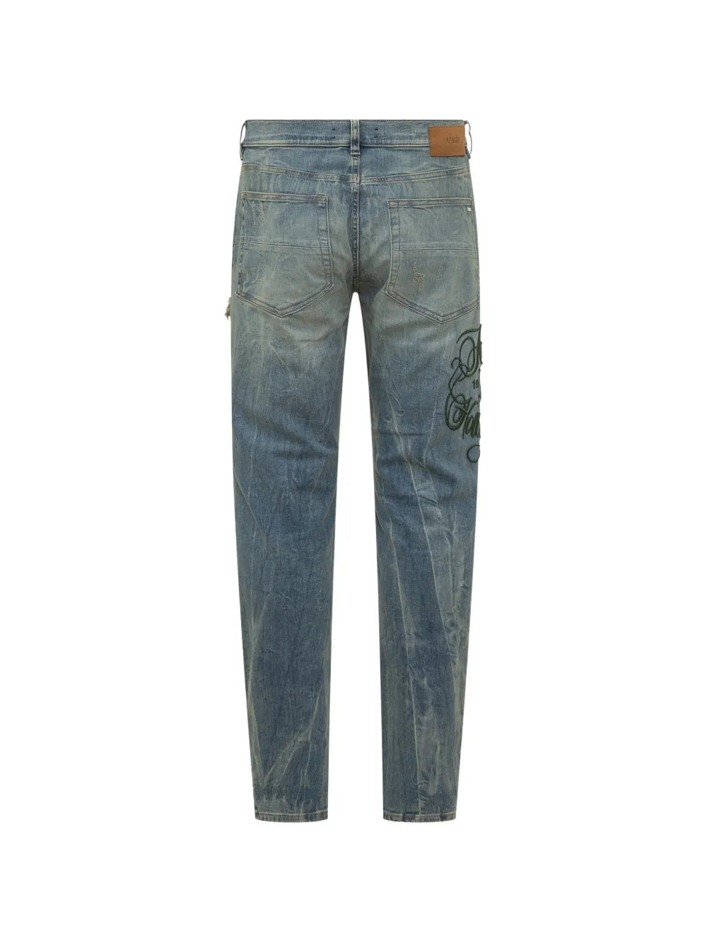 Embroidered distressed-effect jeans