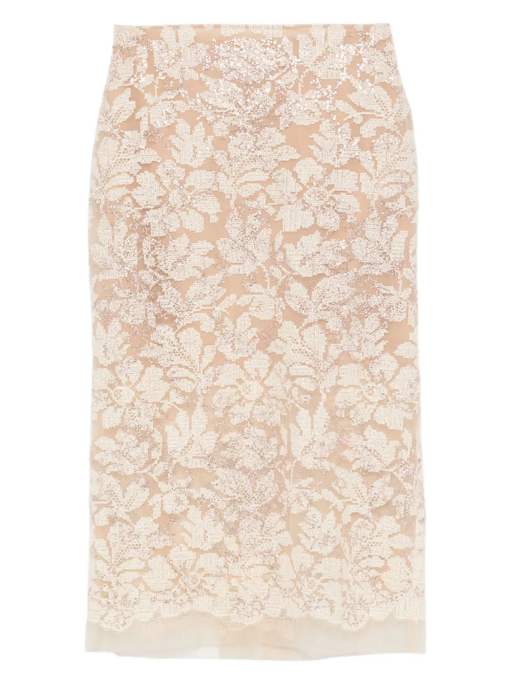 Floral sequin midi skirt
