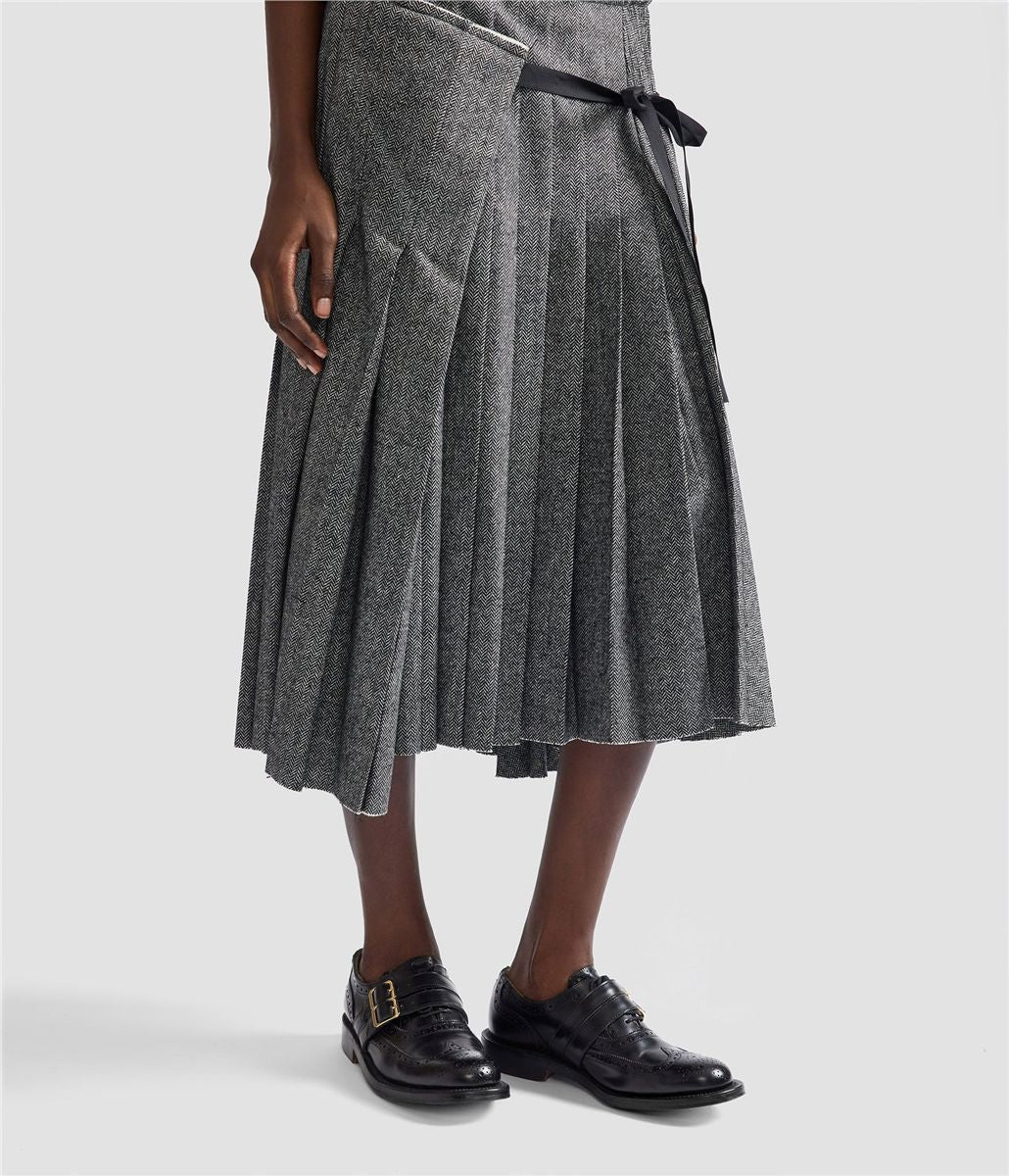 Herringbone a-line pleated midi skirt-ERDEM-Verso