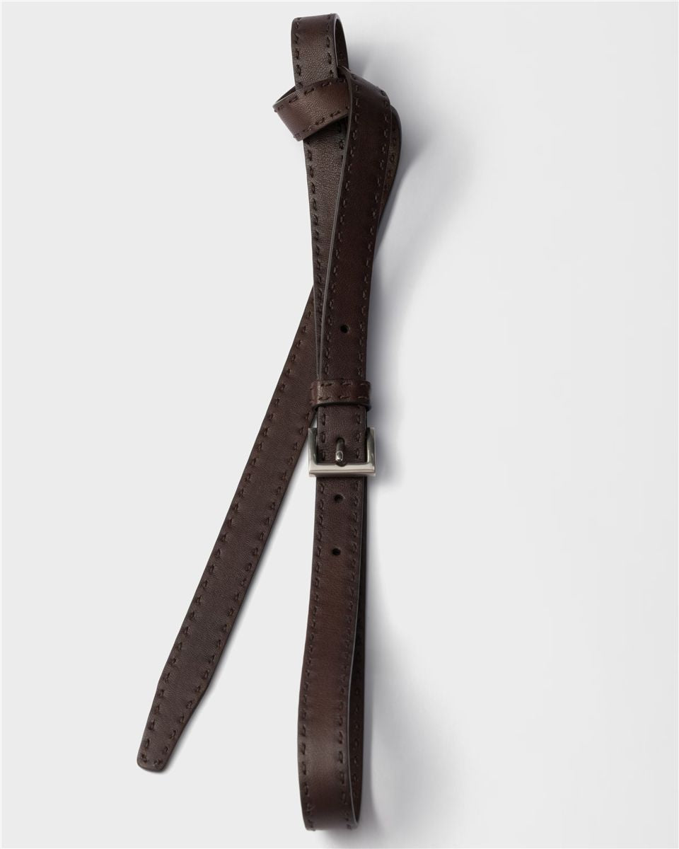 Antiqued leather belt-PRADA-Verso