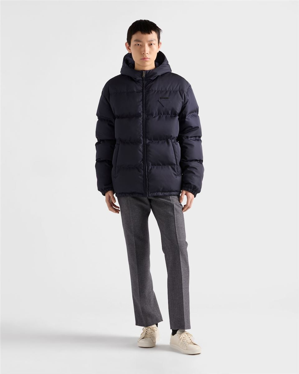 medium-weight hooded re-nylon down jacket-PRADA-Verso