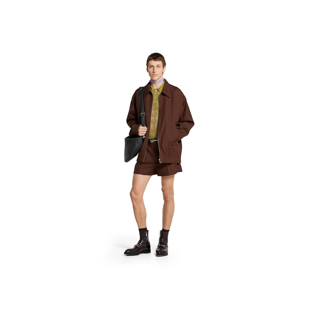 EMBOSSED WOOL TWILL ZIP JACKET - GUCCI - Verso