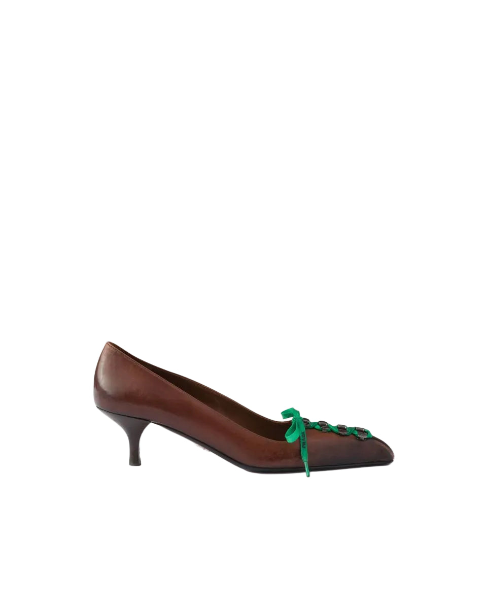 Antiqued leather pumps