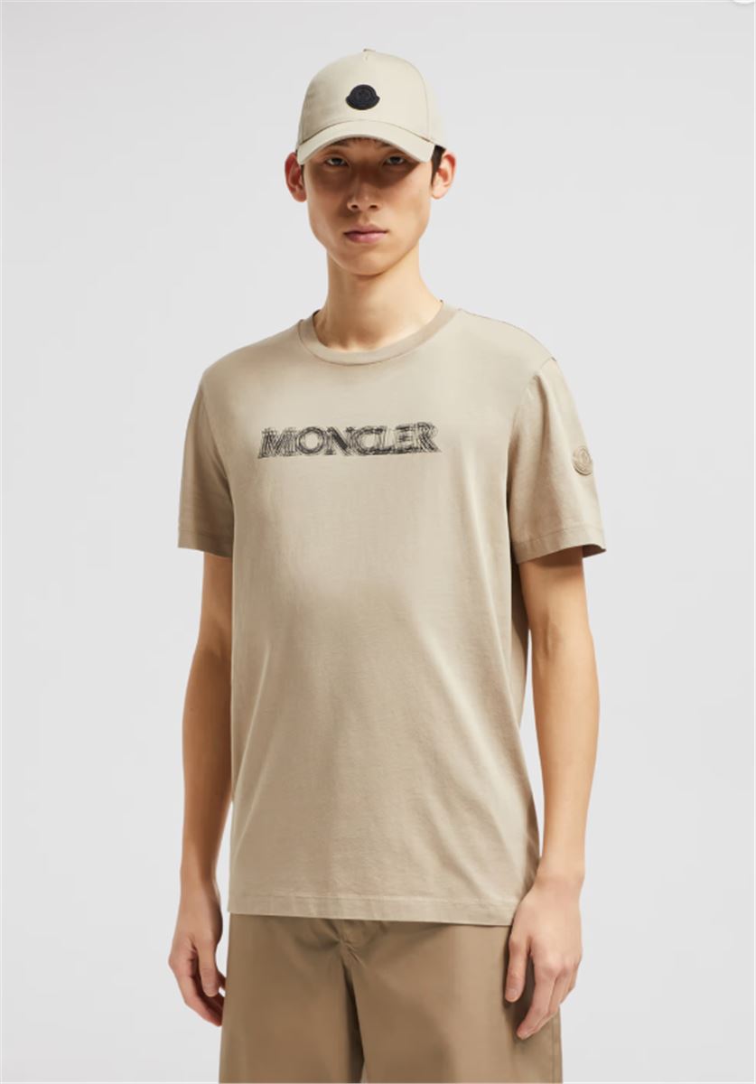 BLURRED LOGO COTTON T-SHIRT - MONCLER - Verso