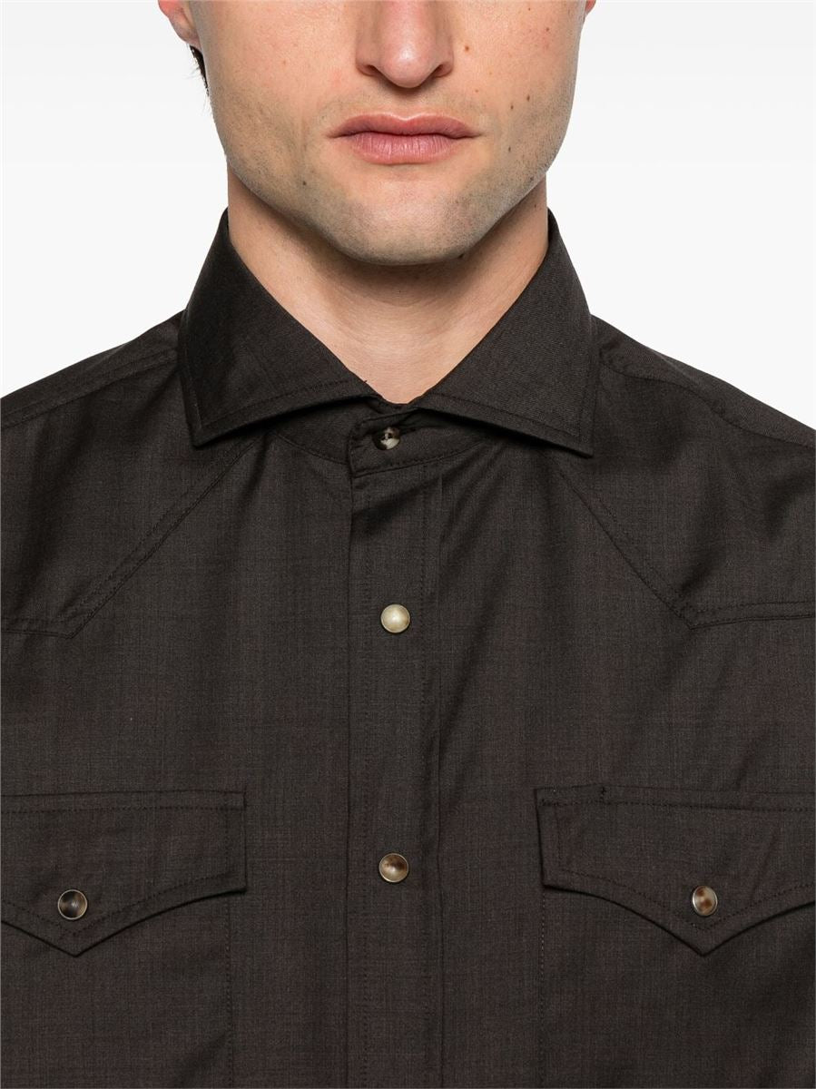 VIRGIN WOOL SHIRT -  BRUNELLO CUCINELLI -  Verso