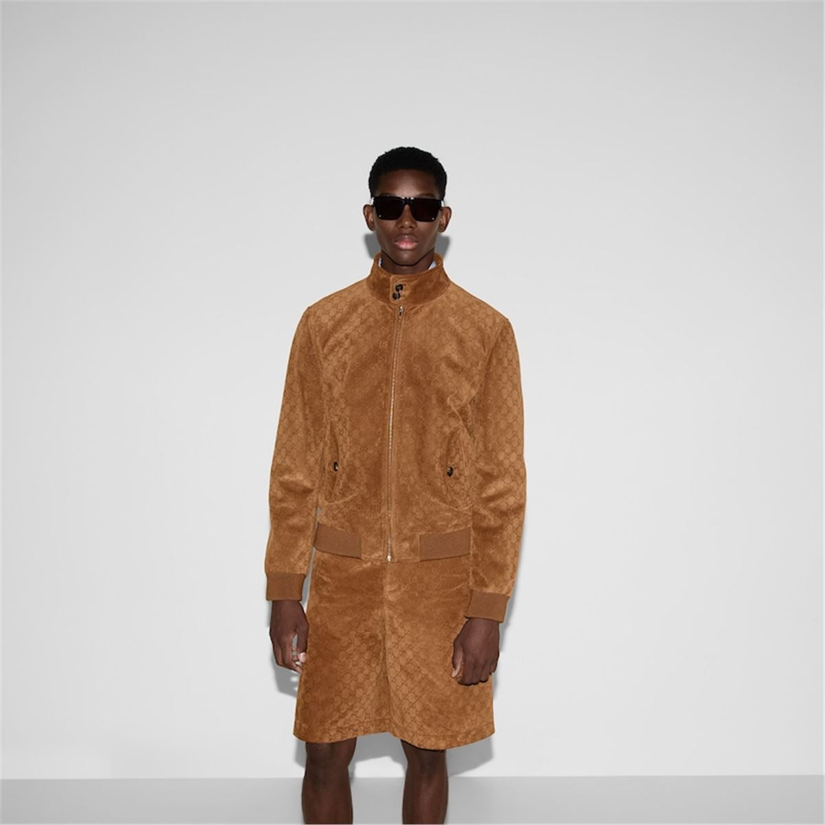EMBOSSED GG SUEDE BOMBER JACKET - GUCCI - Verso
