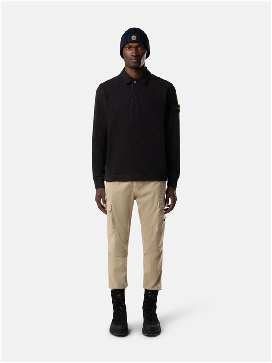Regular-fit polo sweatshirt with snap fastening-STONE ISLAND-Verso
