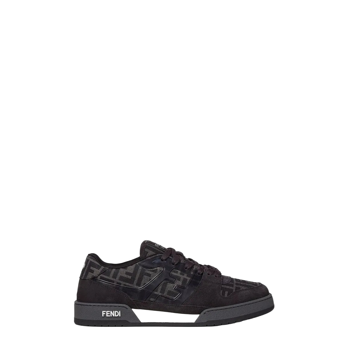 Black ff jacquard and grey suede low-tops-FENDI-Verso