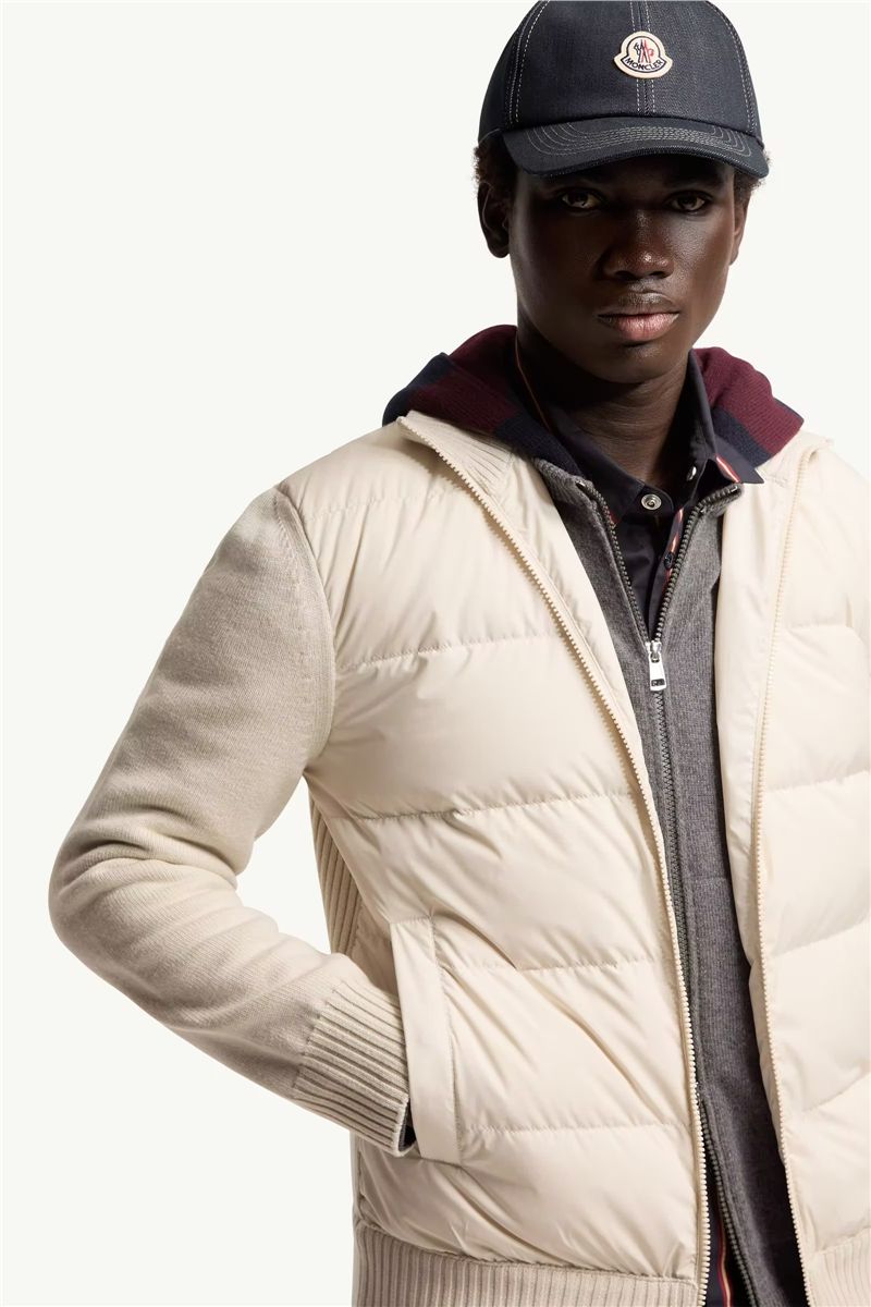 Padded wool zip-up cardigan-MONCLER-Verso