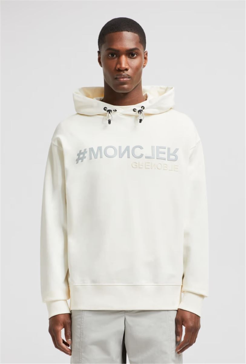 MIRRORED LOGO COTTON HOODIE - MONCLER - Verso