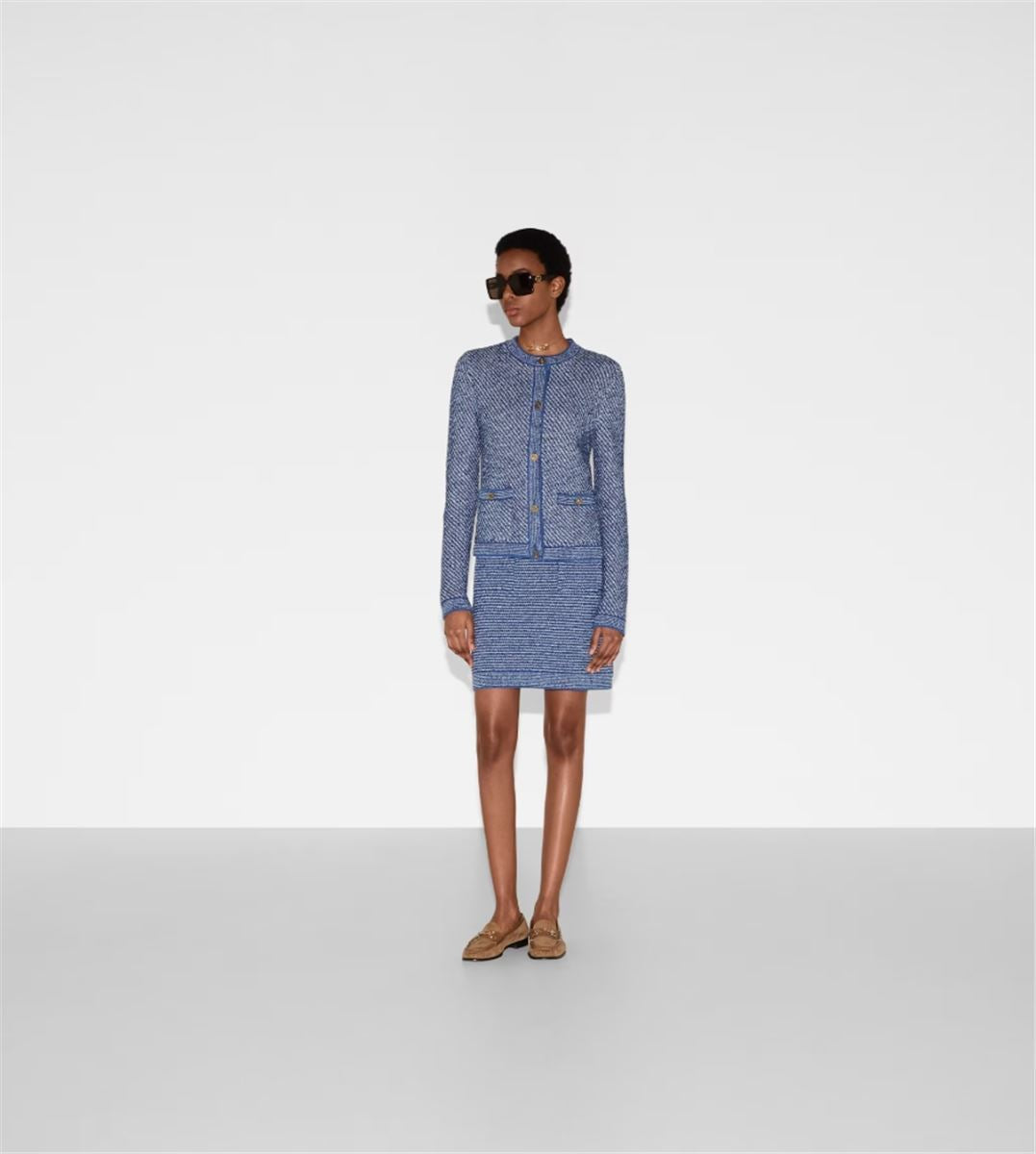 FINE COTTON CREWNECK CARDIGAN - GUCCI - Verso