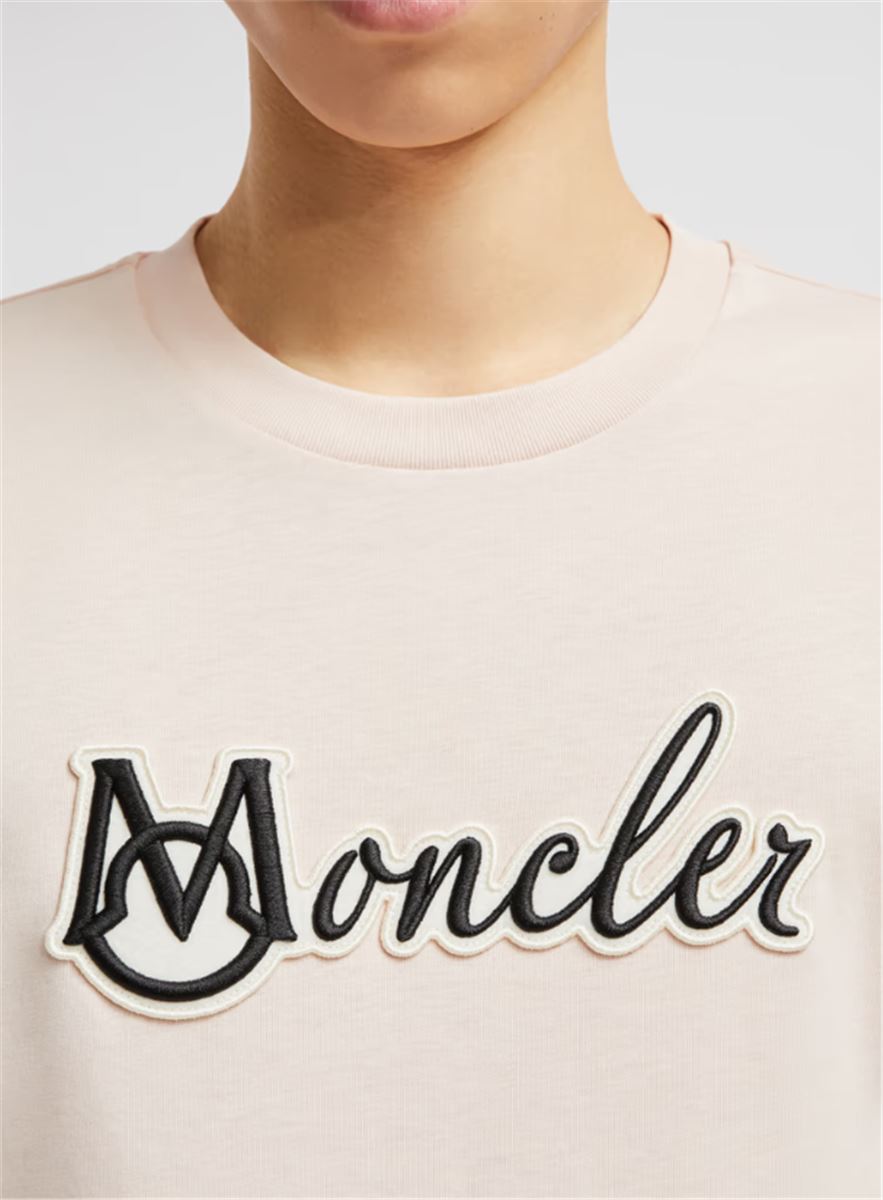 EMBROIDERED VARSITY LOGO COTTON T-SHIRT - MONCLER - Verso