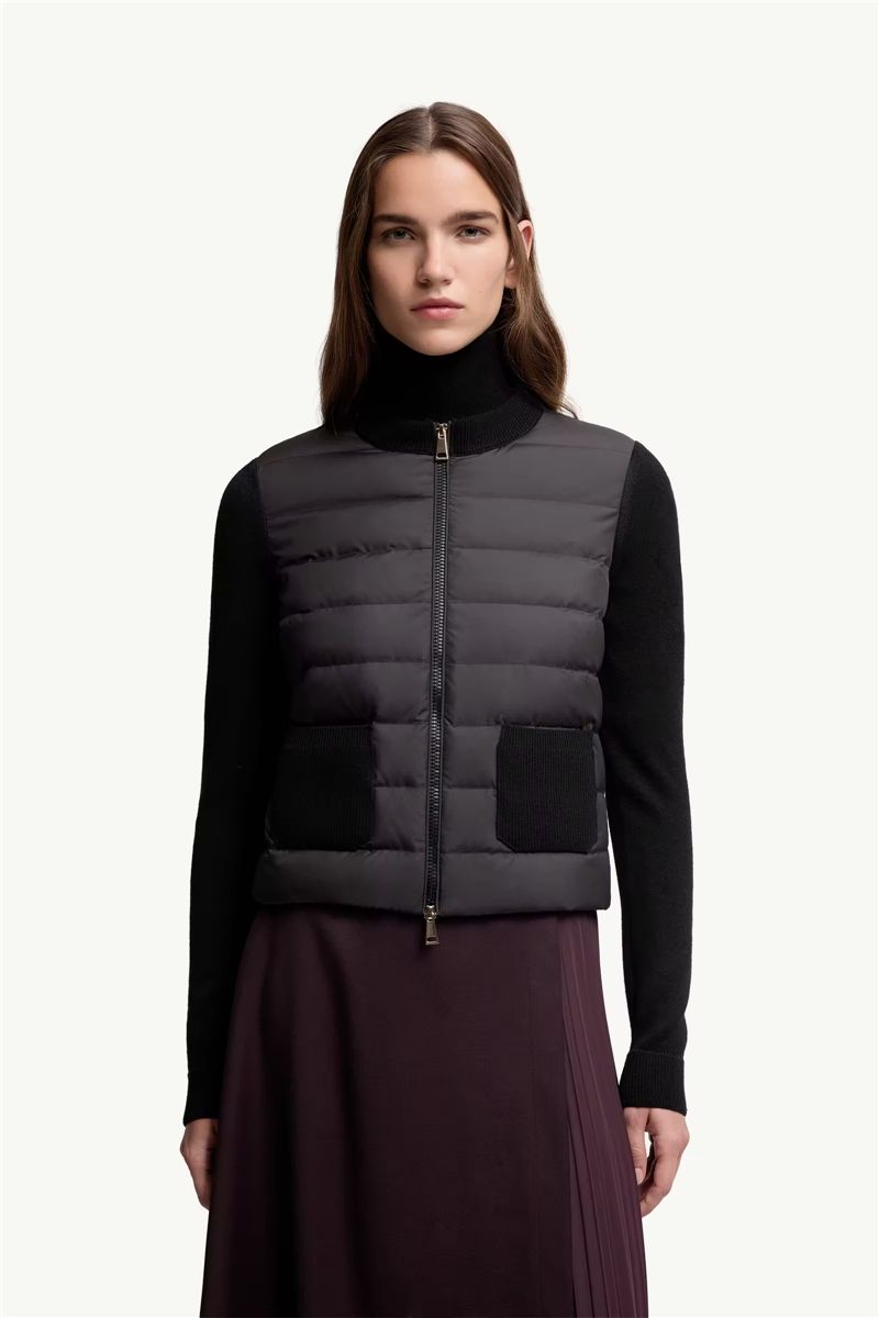 Wool padded zip-up cardigan