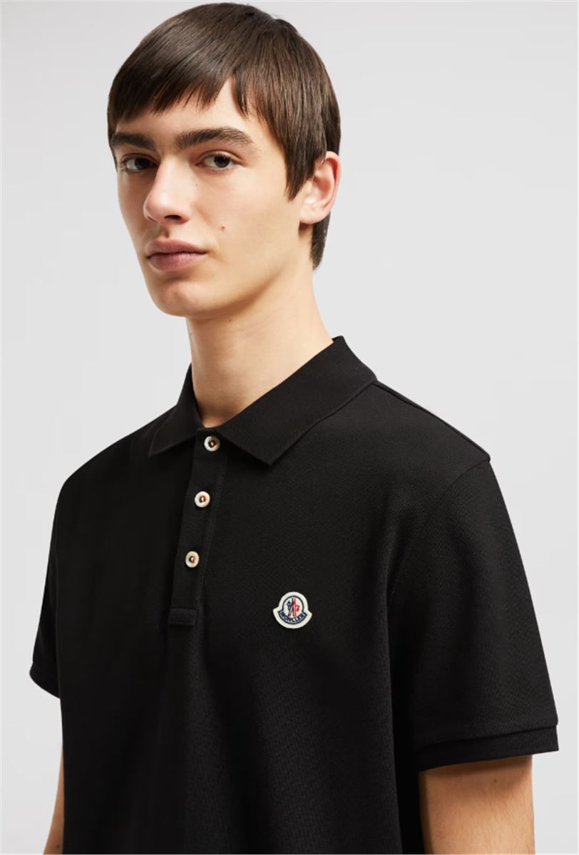 LOGO PATCH COTTON POLO SHIRT - MONCLER - Verso