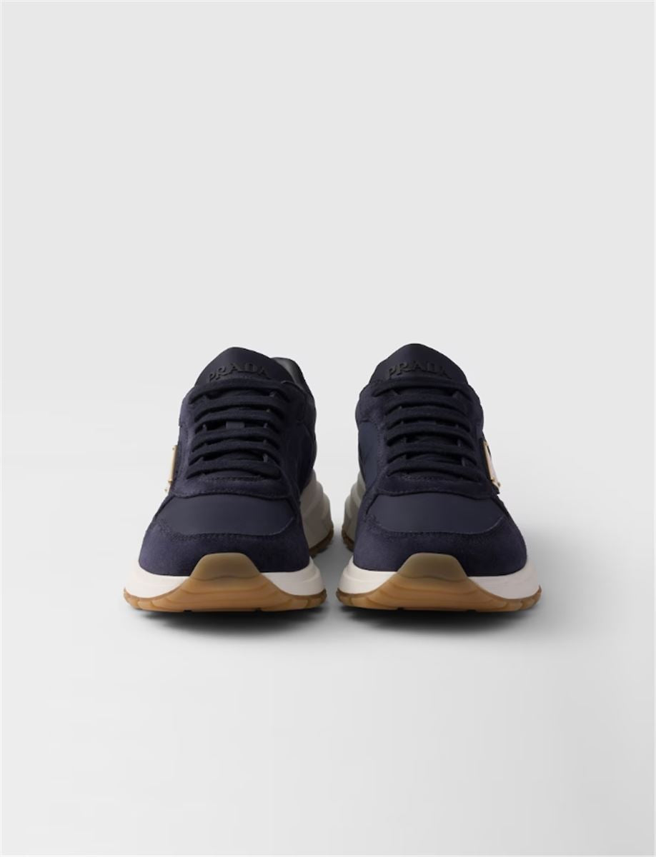 PRAX 01 RE-NYLON AND SUEDE SNEAKERS - PRADA - Verso