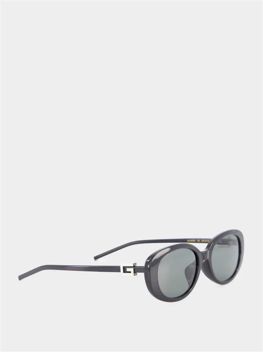 SHINY BLACK OVAL SUNGLASSES - GUCCI - Verso