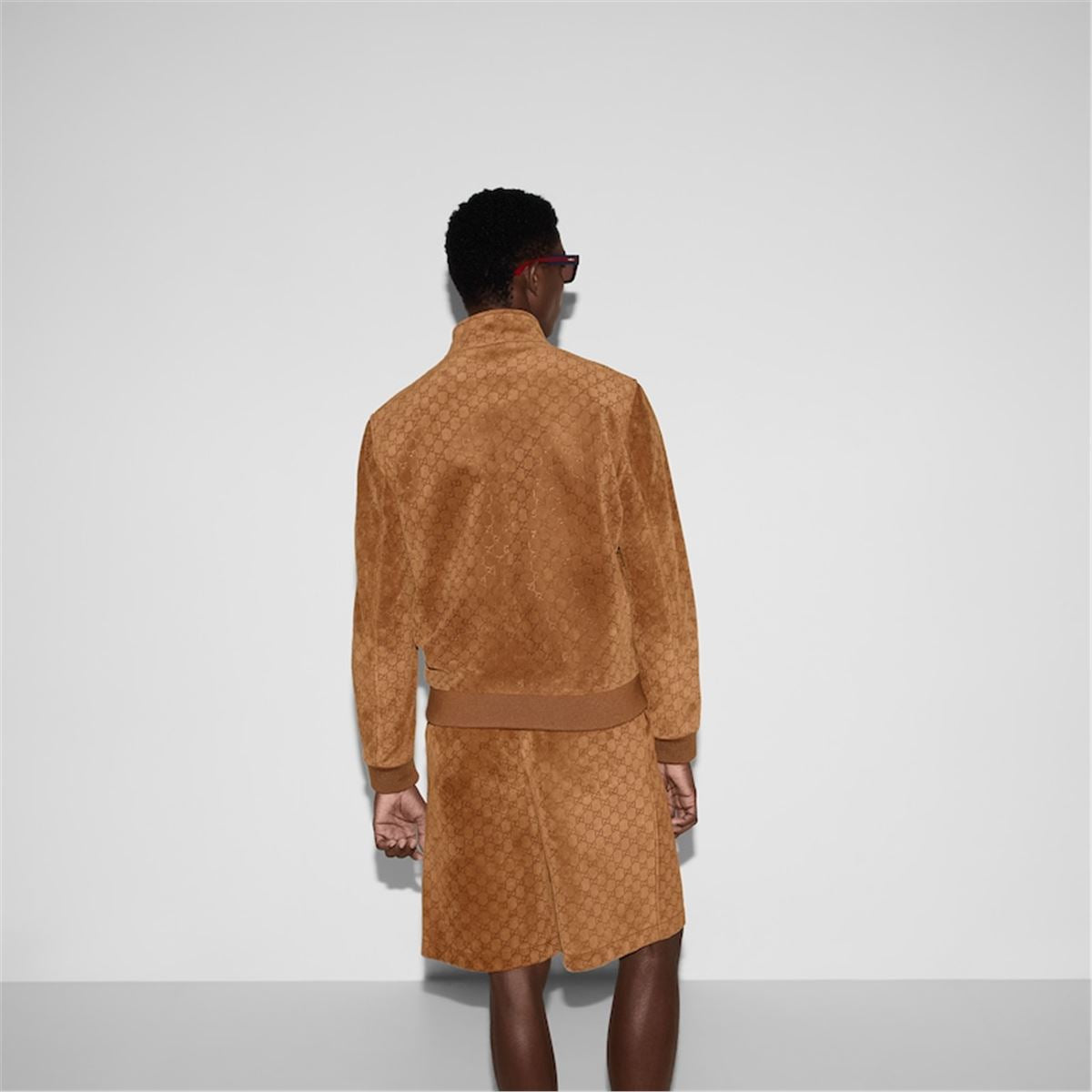EMBOSSED GG SUEDE BOMBER JACKET - GUCCI - Verso