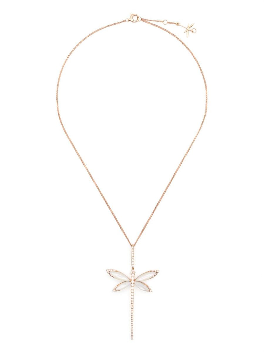 18KT ROSE GOLD SMALL DRAGONFLY DIAMOND NECKLACE - ANAPSARA - Verso