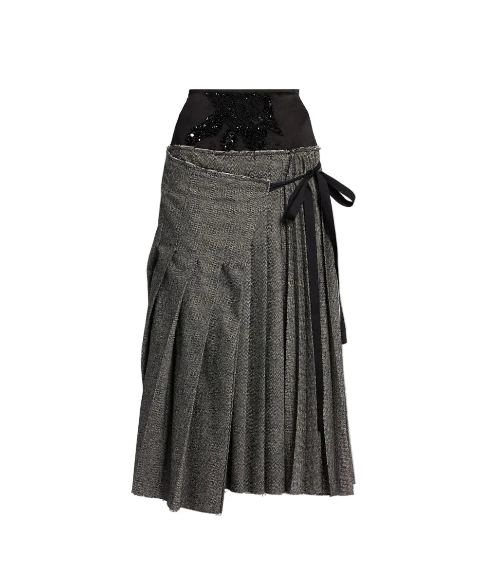 Herringbone a-line pleated midi skirt-ERDEM-316220-10-Verso