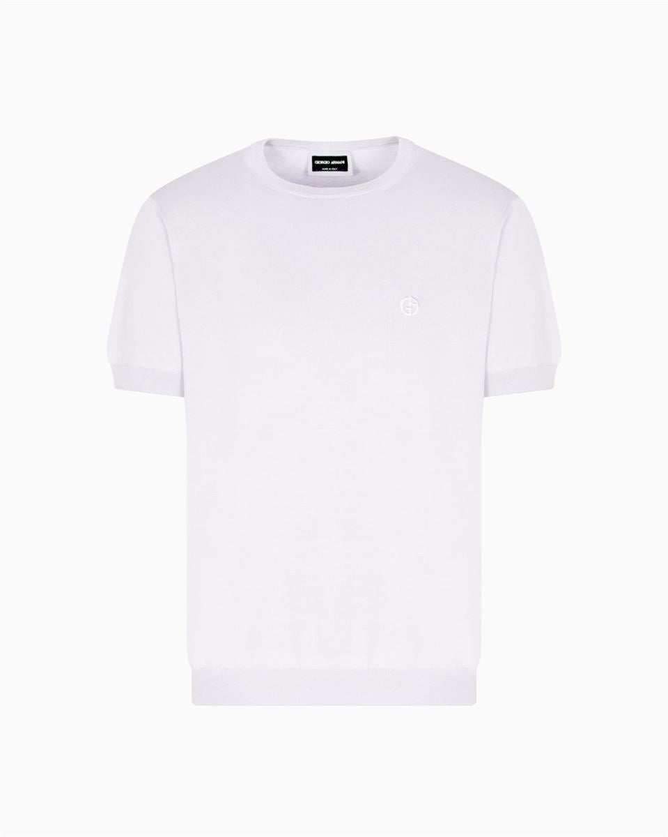 short-sleeved silk-cotton jumper