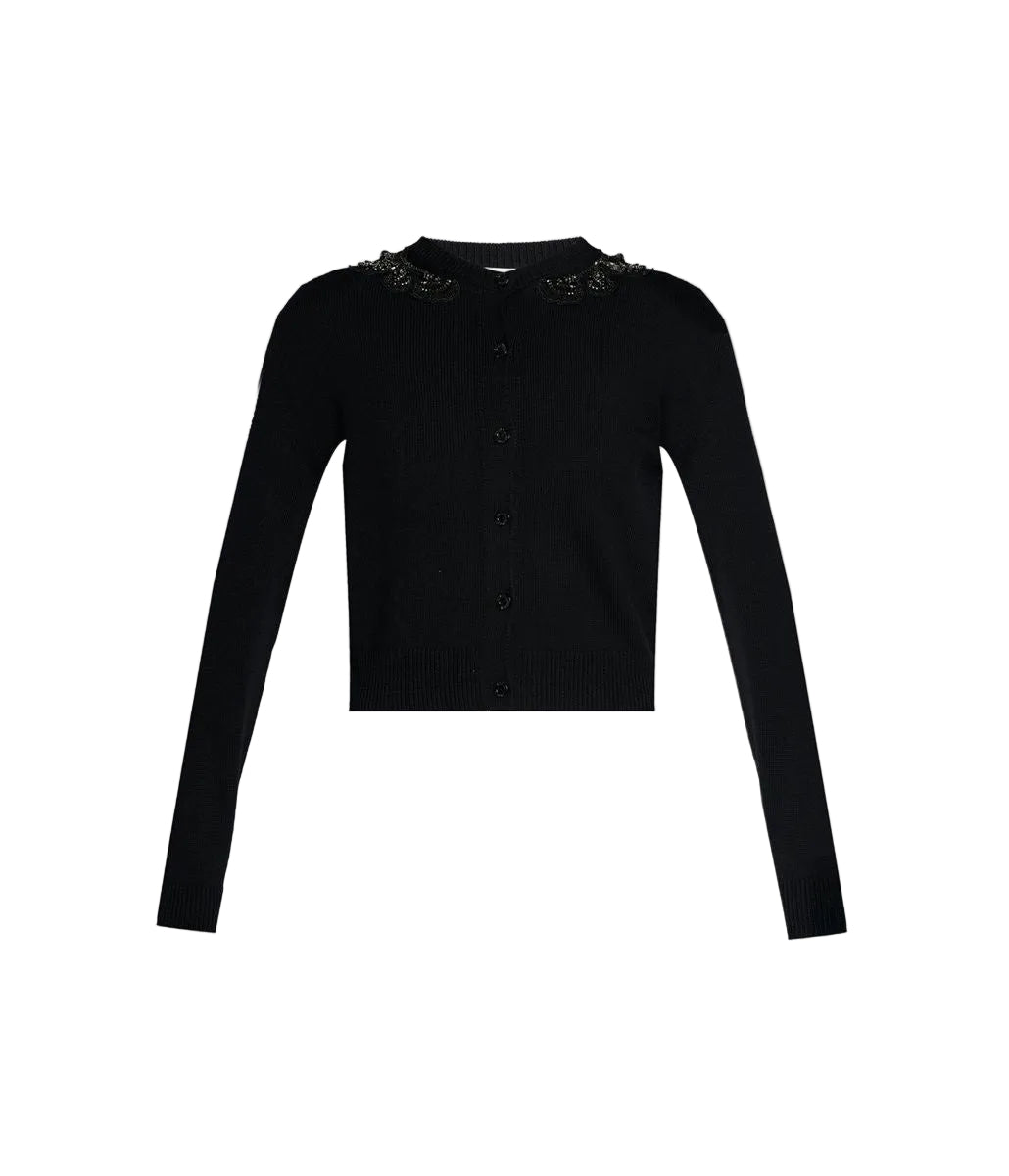 Embellished merino wool cardigan