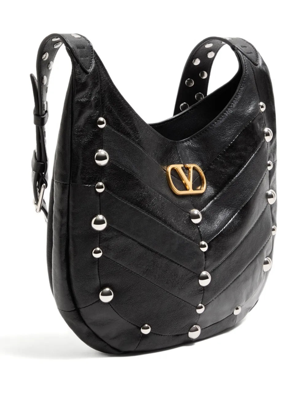 Garavani small hoboho chevron-quilted studded shoulder bag-VALENTINO-Verso