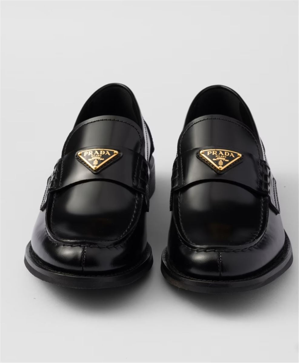 BRUSHED LEATHER LOAFERS - PRADA - Verso
