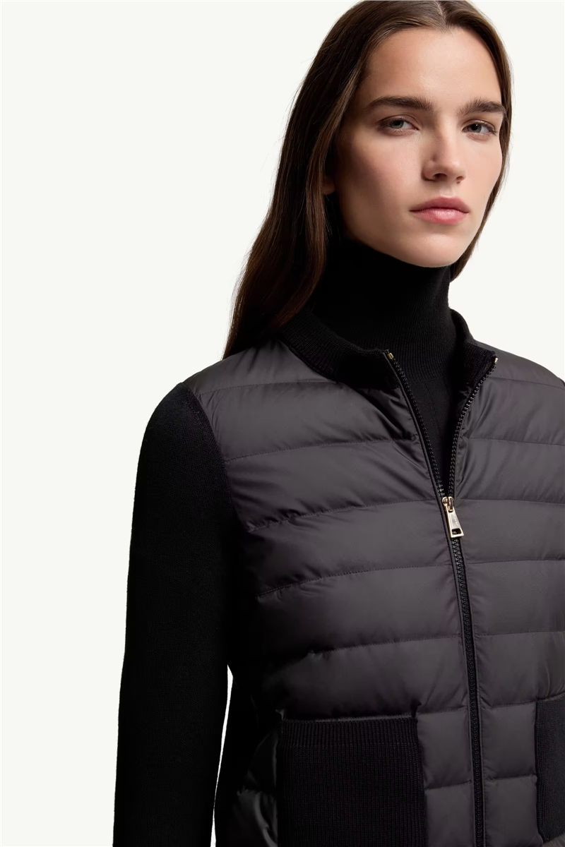 Wool padded zip-up cardigan
