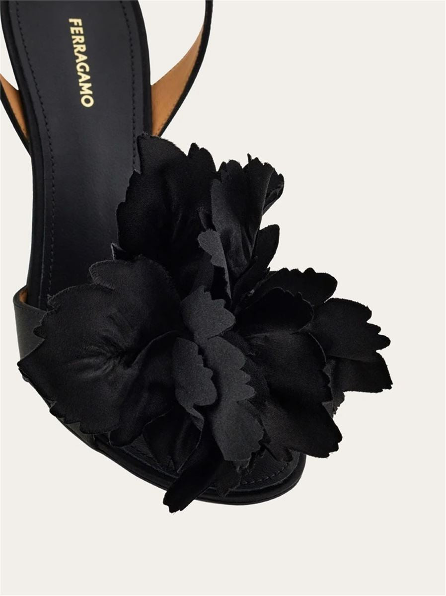 Flower embellished high heel sandal