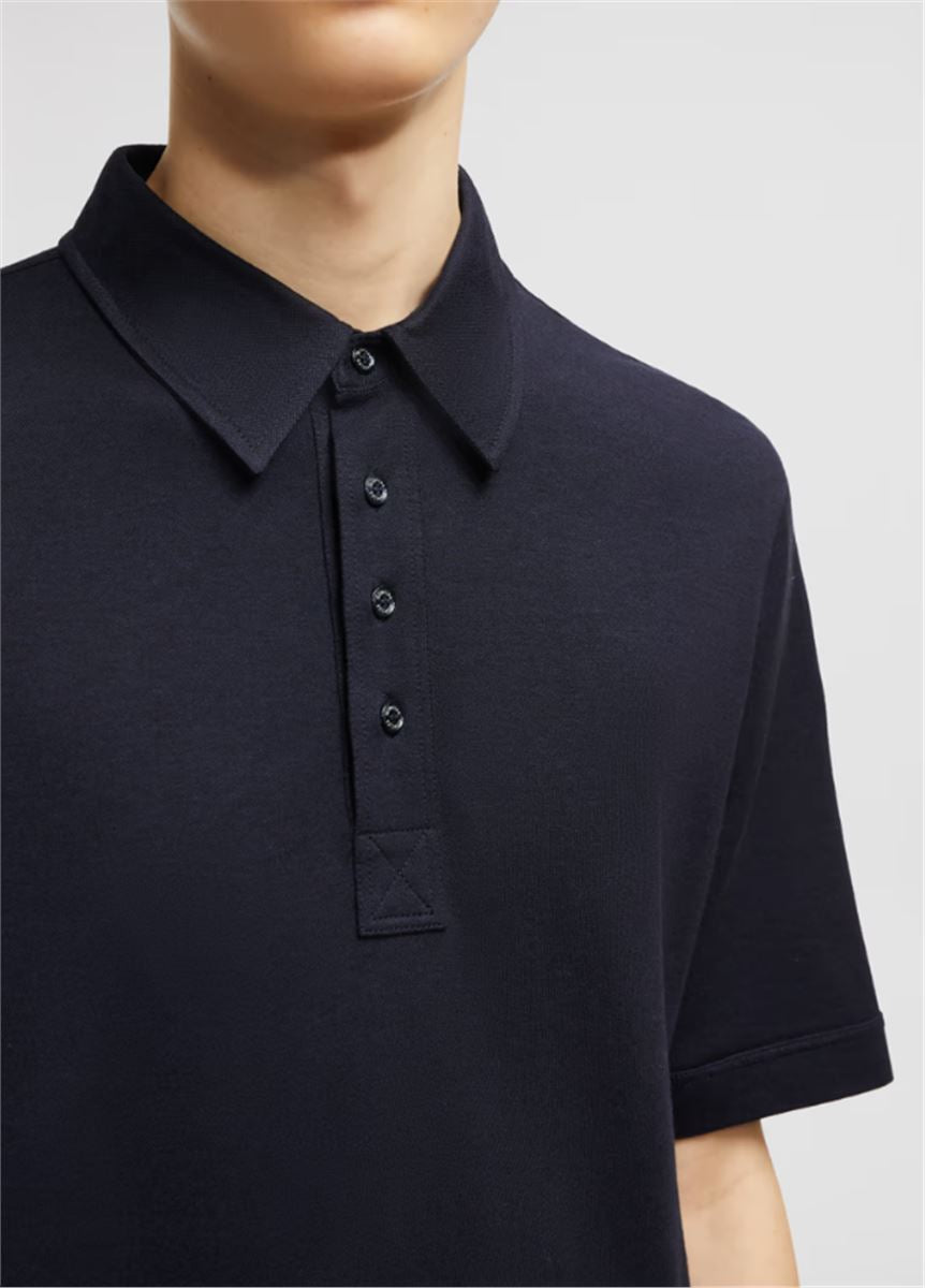 DOUBLE LEATHER LOGO COTTON POLO SHIRT - MONCLER - Verso