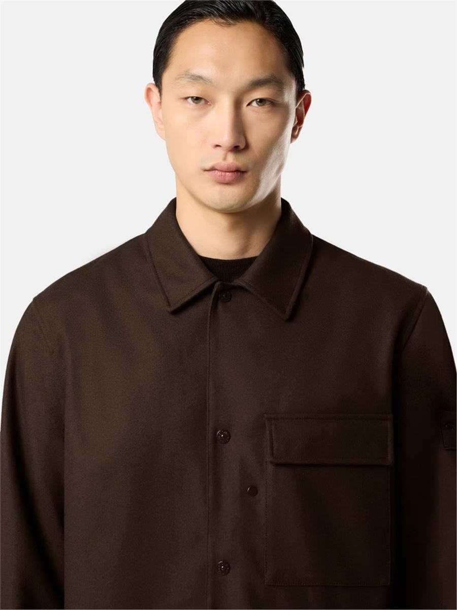 Comfort-fit overshirt with chest pocket and nylon lining