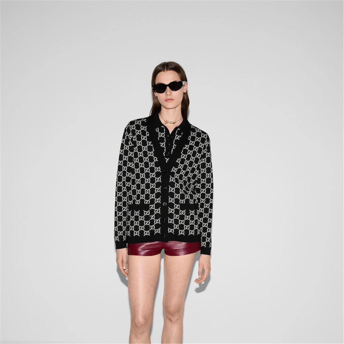 REVERSIBLE GG WOOL JACQUARD CARDIGAN -  GUCCI -  Verso