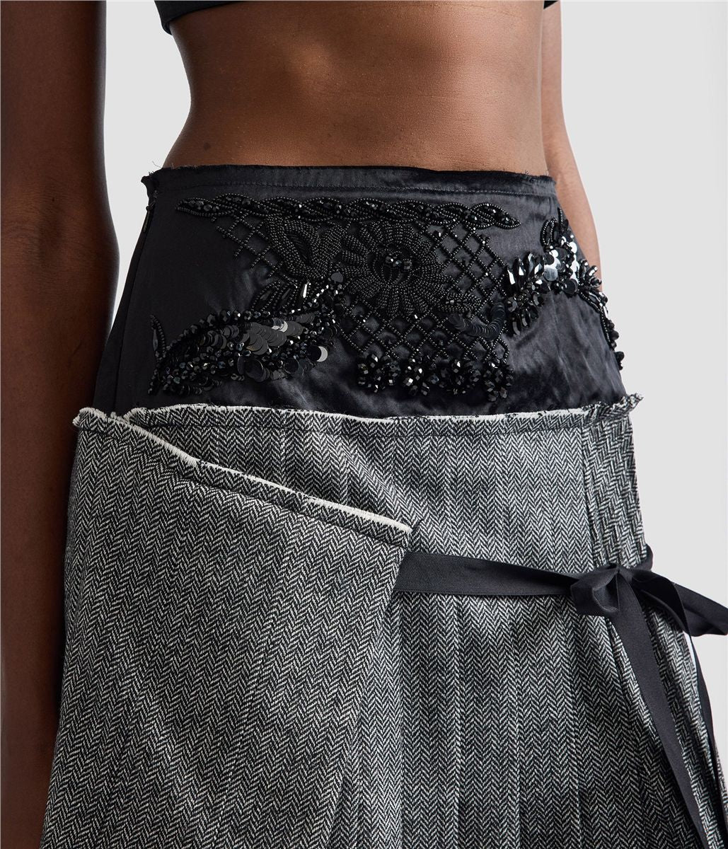 Herringbone a-line pleated midi skirt-ERDEM-Verso