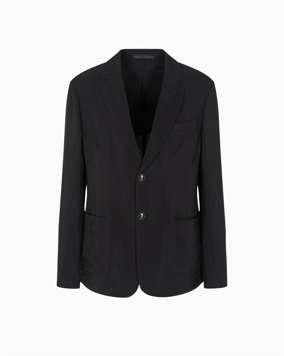 single-breasted jacket in jacquard cupro